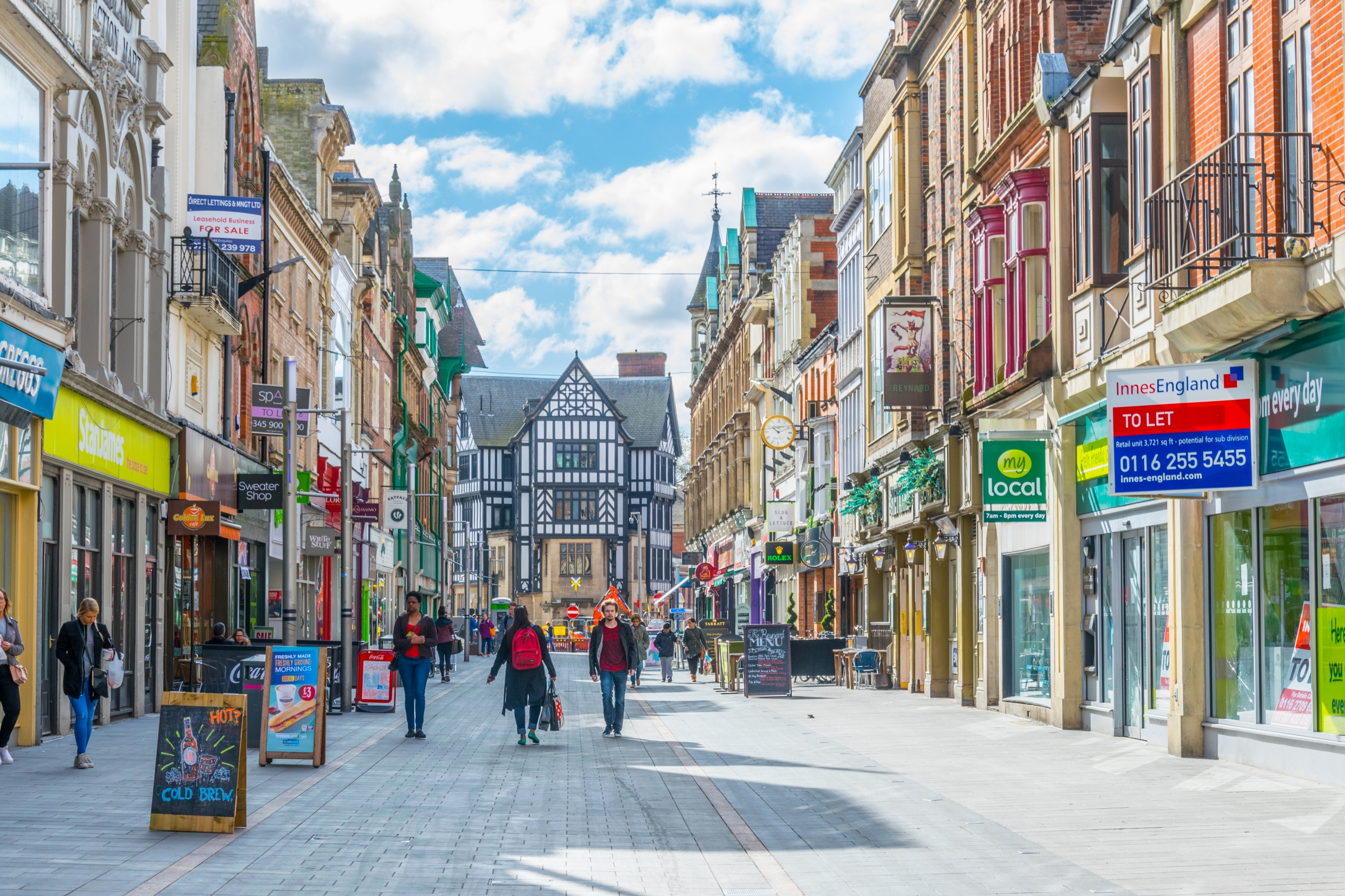 A busy street in Leicester