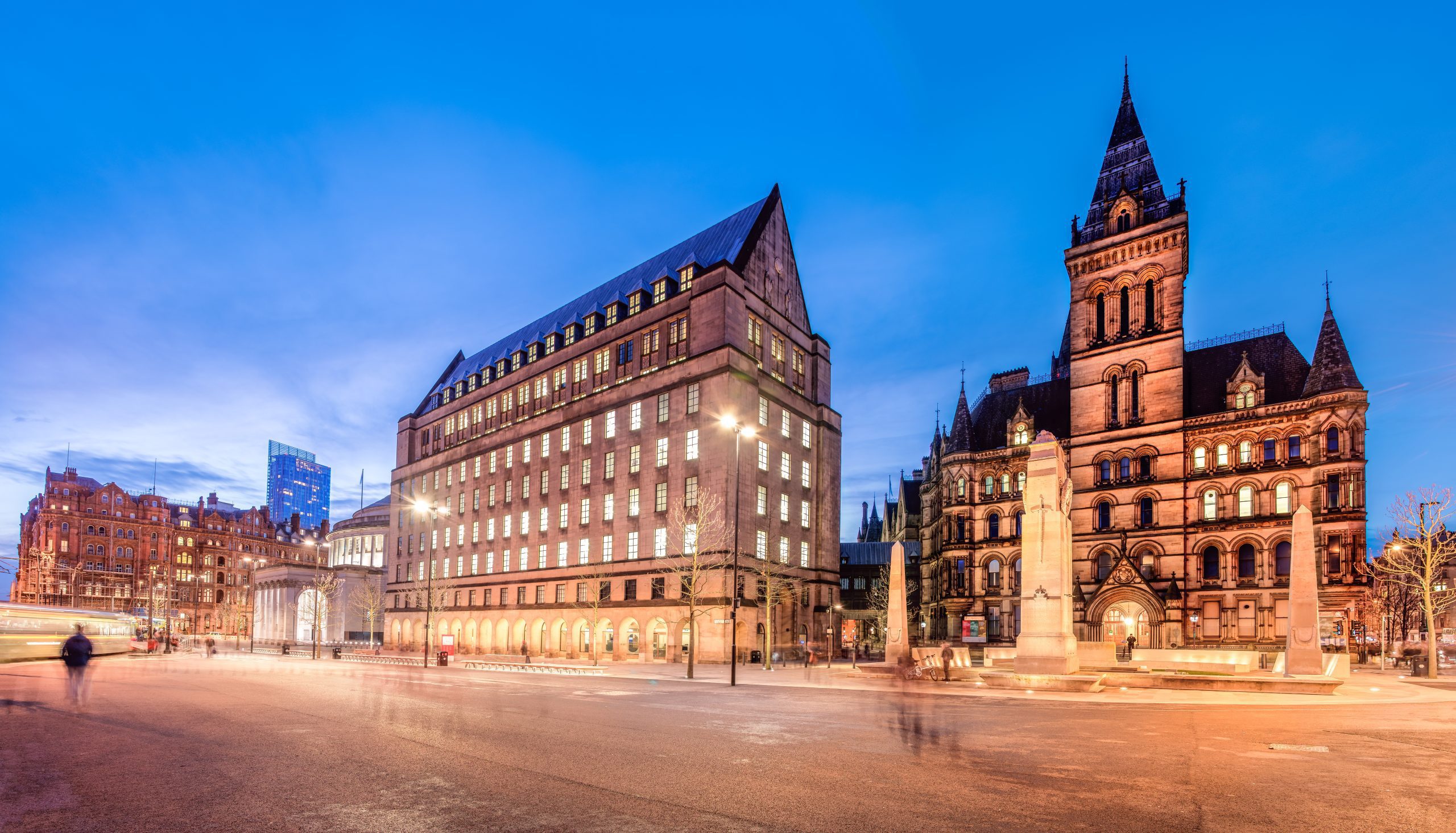 The Old And New Town Hall Buildings In Manchester City Centre