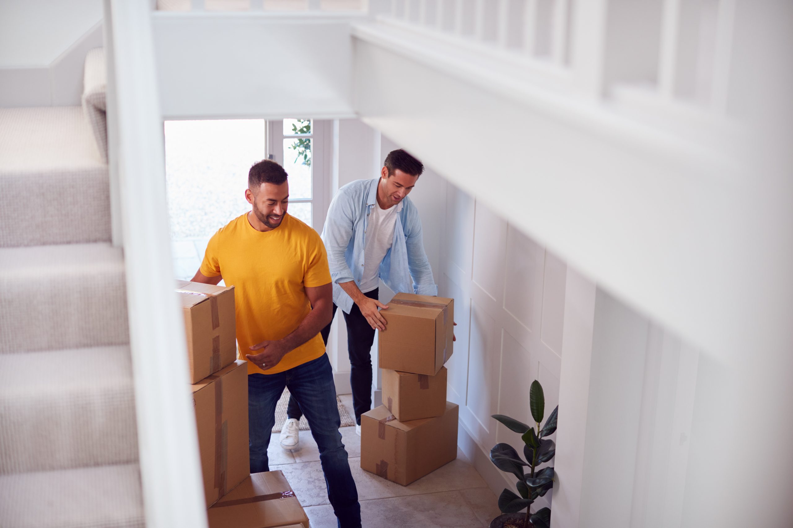 A couple moving into their new home